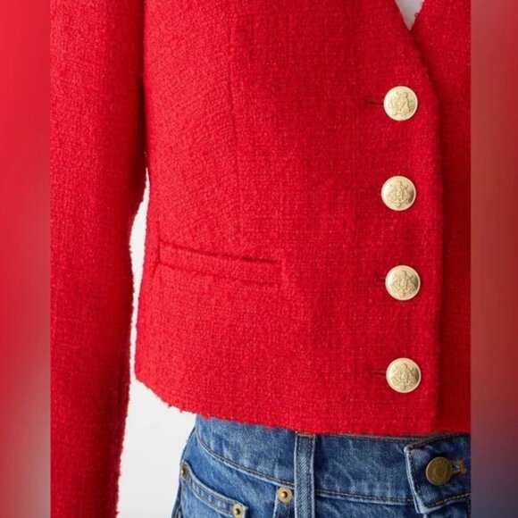 NWT! J. CREW V-Neck Lady Jacket in Maritime Red Tweed Size 10 - Picture 3 of 8
